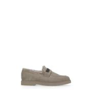 Grijze Suède Loafers met Messing Details Brunello Cucinelli , Gray , D...