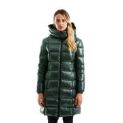 Elegante Lange Donsjas met Maxi Capuchon RefrigiWear , Green , Dames