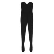 Techno Fabric Jumpsuit met Sweetheart Neckline Sergio Rossi , Black , ...