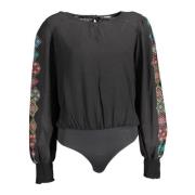 Body met lange mouwen en wijde halslijn Desigual , Black , Dames