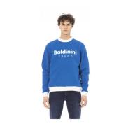 Lange Mouw Logo Front Sweatshirt Baldinini , Blue , Heren