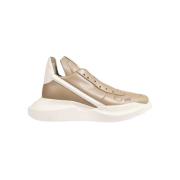 Contrast Side Stripe Leren Sneakers Rick Owens , Beige , Heren