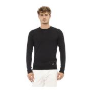 Lange Mouw Crewneck Monogram Trui Baldinini , Black , Heren