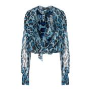 Elegant Wrap Style Blouse Liu Jo , Blue , Dames