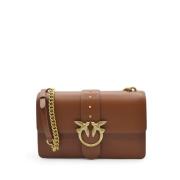 Klassieke Leren Schoudertas met Iconische Logodetails Pinko , Brown , ...