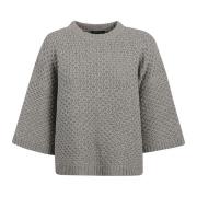 Grid Stitch Knit T-Shirt Fabiana Filippi , Gray , Dames