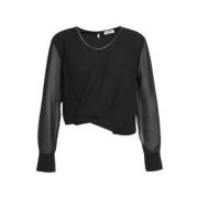 Elegante Juweelblouse met Lange Mouwen Liu Jo , Black , Dames