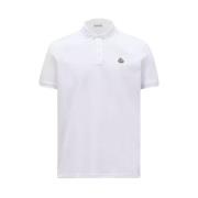 Logo Patch Polo Klassiek Wit Katoen Moncler , White , Heren