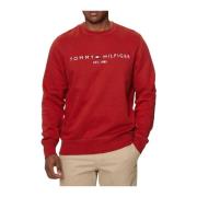 Heren Logo Print Sweatshirt Tommy Hilfiger , Red , Heren