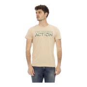 Action Korte Mouw Ronde Hals T-shirt Trussardi , Beige , Heren