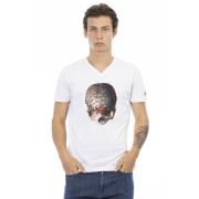 Korte Mouw V-hals T-shirt Trussardi , White , Heren