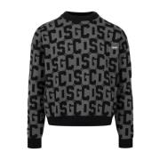 Logo Crew-Neck Woltrui Zwart Gcds , Black , Heren