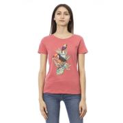 Korte Mouw Ronde Hals T-Shirt Trussardi , Pink , Dames