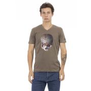 Korte Mouw V-hals T-shirt Trussardi , Brown , Heren