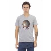 Korte Mouw V-hals T-shirt - Action Trussardi , Gray , Heren