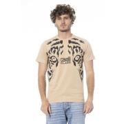 Logo Print Korte Mouw T-shirt Cavalli Class , Beige , Heren