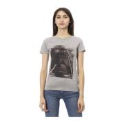 Korte Mouw Ronde Hals T-Shirt Trussardi , Gray , Dames