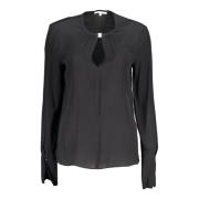 Blouse met lange mouwen en contrastdetails Patrizia Pepe , Black , Dam...