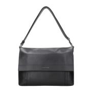 Zwarte Leren Messenger Tas Orciani , Black , Heren