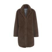 Faux Fur Coat met Notched Lapels Bully , Brown , Dames