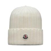 Wollen Beanie met synthetische bontpom Moncler , White , Dames