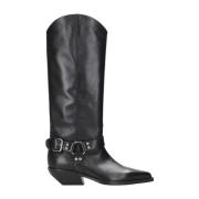 Zwarte Leren Westernlaarzen met Studs Elena Iachi , Black , Dames