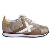 Retro Sneaker Steen Bruin Wit Geel Munich , Brown , Heren