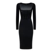 Zwarte Vierkante Hals Midi Jurk Pinko , Black , Dames