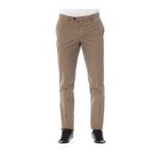 Stijlvolle Broek met Knoop- en Ritssluiting Trussardi , Brown , Heren