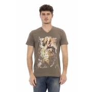 V-hals T-shirt met korte mouwen Trussardi , Brown , Heren