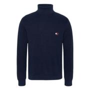 Blauwe Geribbelde Coltrui Trui Tommy Hilfiger , Blue , Heren