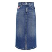 Vintage Denim Pencil Rok Tommy Hilfiger , Blue , Dames