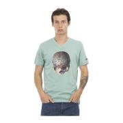 Korte Mouw V-hals T-shirt Trussardi , Green , Heren