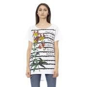 Elegant wit T-shirt met frontprint Trussardi , Multicolor , Dames