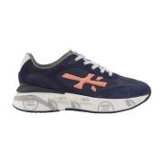 Navy Blauwe Sneakers met Oranje Details Premiata , Blue , Heren