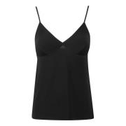 Satin Slip Top Norma Kamali , Black , Dames