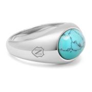 Silver Oval Signet Ring with Turquoise Stone Nialaya , Gray , Heren