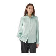 Zijden Shirt met Plooien - Salie Dea Kudibal , Green , Dames