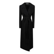 Stijlvolle Wollen Jas Tagliatore , Black , Dames