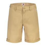 Beige Heren Shorts Slim Fit Geborduurd Tommy Hilfiger , Beige , Heren