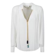 Klassieke Lange Mouw Shirt Elisabetta Franchi , White , Dames