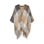 Geruite Poncho in Tiger Eye Kleuren Vero Moda , Multicolor , Dames