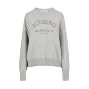 Grijze crew-neck trui van wolmix Iceberg , Gray , Dames