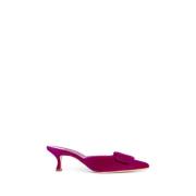 Roze Velvet Kitten Heel Schoenen Manolo Blahnik , Pink , Dames