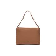 Leren Hobo Tas met Logovoering Nerogiardini , Brown , Dames