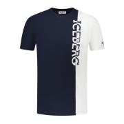 Mannen Verticaal Logo T-shirt Iceberg , Blue , Heren