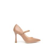 Leren damesschoenen met gesp Nerogiardini , Beige , Dames