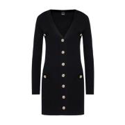 Moderne Korte Jurk met Logo Textuur Pinko , Black , Dames