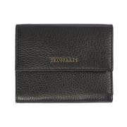 Leren portemonnee met drukknoopsluiting Trussardi , Black , Dames