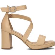 Elegante Beige Sandaal met Blokhak Notre-v , Beige , Dames